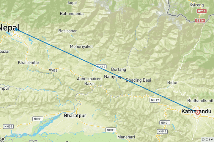 Karte von Das Beste aus Nepal Rundreise (Kathmandu & Pokhara)