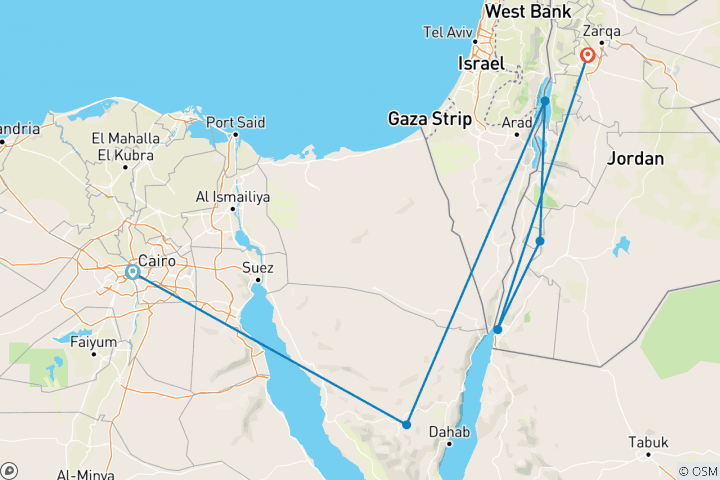 Karte von Ägypten und Jordanien: Religiöse Reise