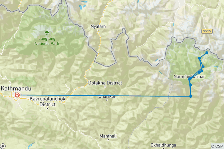 Mapa de Campamento base del Everest y cumbre del pico de la isla