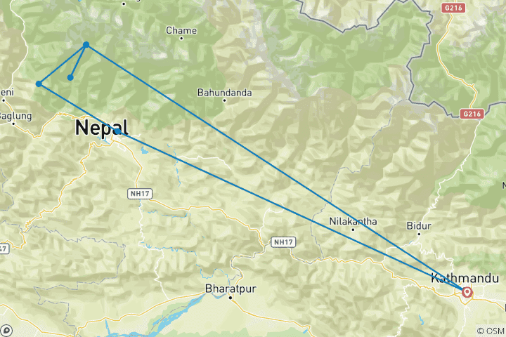 Karte von Annapurna Base Camp (Komfort) Trekkingreise