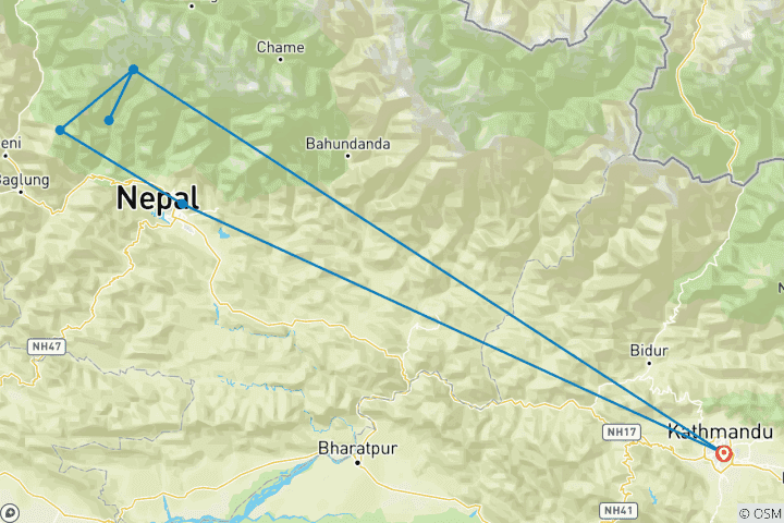 Map of Annapurna Base Camp (Comfort) Trek