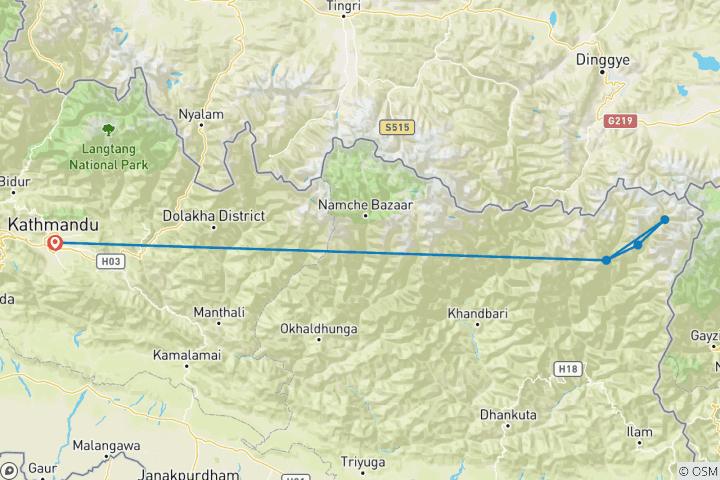 Carte du circuit Camp de base du Kanchenjunga - 19 jours