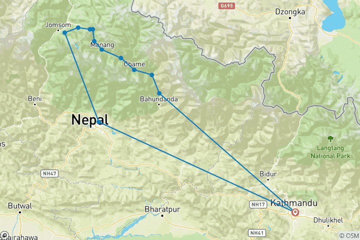 Map of Annapurna Kora Trek