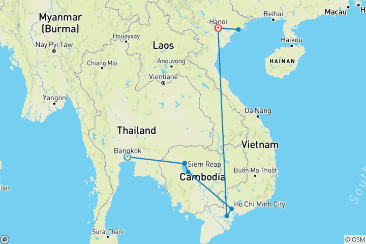 Map of 13-Day Explore Thailand, Cambodia & Vietnam(Bespoke Private)