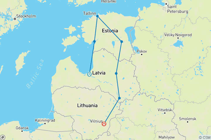 Map of Baltic Impressions  - 11 days (Riga - Tallinn - Vilnius)