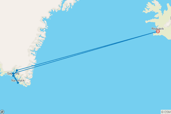 Map of South Greenland Explorer (from Iceland)