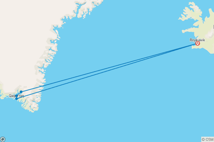 Carte du circuit Aventure exclusive - depuis l'Islande