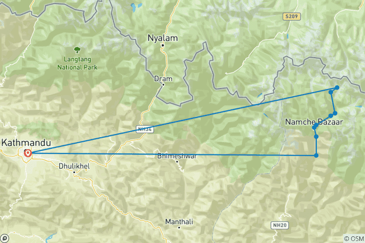 Mapa de Ascensión al pico Lobuche - 19 días