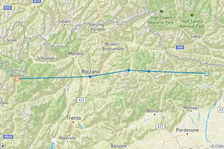 Map of Trans Dolomites Challenge