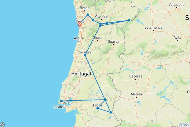 Carte du circuit Le charme du Portugal - 10 jours