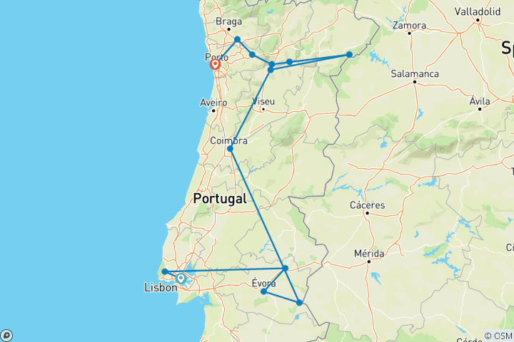 Carte du circuit Le charme du Portugal - 10 jours