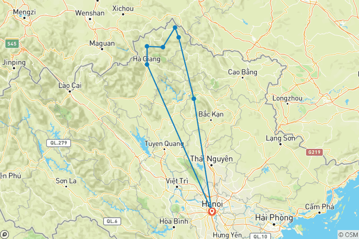 Mapa de 4 días: Parque Nacional de Ba Be - Bucle Ha Giang