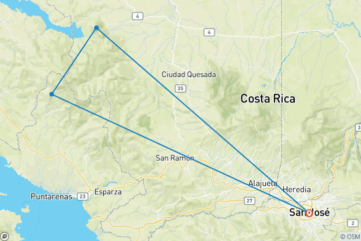 Map of Raft, Hike and Explore Costa Rica