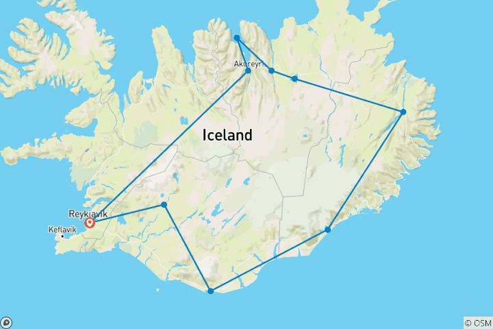 Carte du circuit Aventure hivernale en Islande