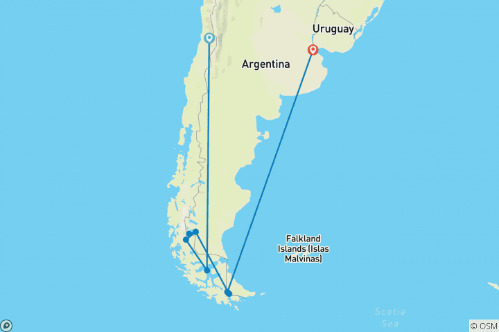 Kaart van Patagonië In Stijl - 14 dagen