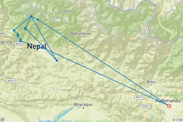 Karte von Annapurna Himalaya Panorama Trekking Tour