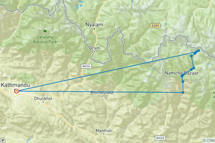 Map of Everest Base Camp Trekking - 12 Days