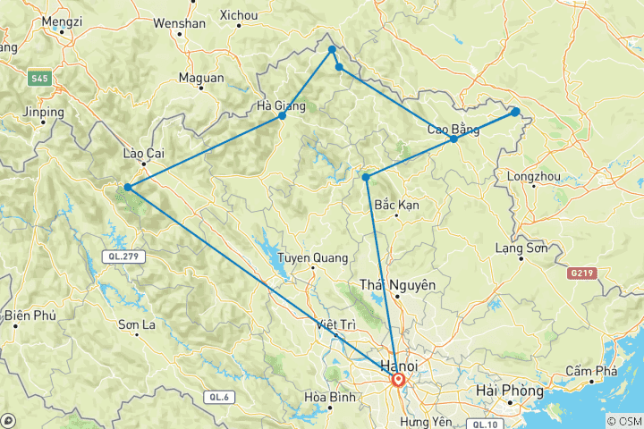 Map of 8-Day Off The Beaten Path In North Vietnam