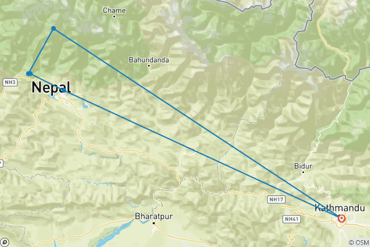 Karte von Mardi Himal Trek - 10 Tage