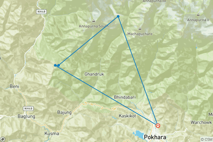 Carte du circuit Trek privé de Poon Hill 3 jours