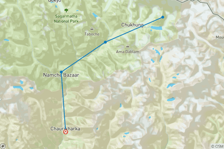 Map of Island Peak Climb Joining at Chhukung