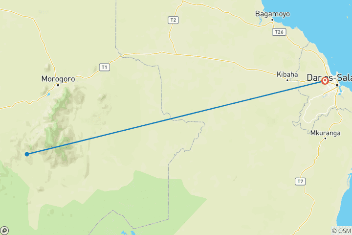 Map of Budget camping safari at Mikumi National Park