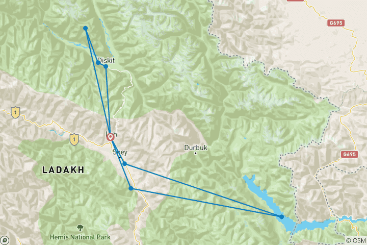 Map of Leh Ladakh Tour