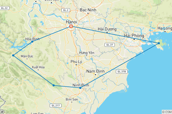 Karte von Vietnam Norden 7 Tage 6 Nächte