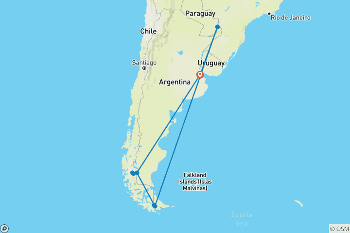 Map of 10 -Days of Unforgettable Exploration in Argentina