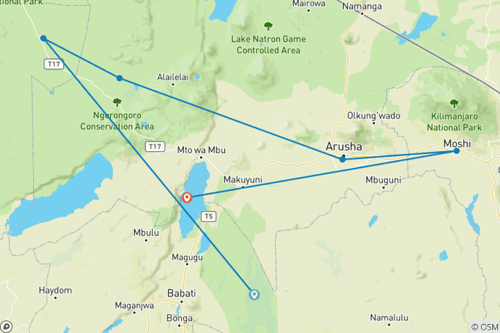 Carte du circuit Authentique safari en Tanzanie