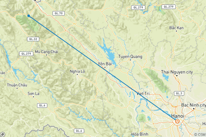 Kaart van Een korte trektocht van Sapa en Fansipan