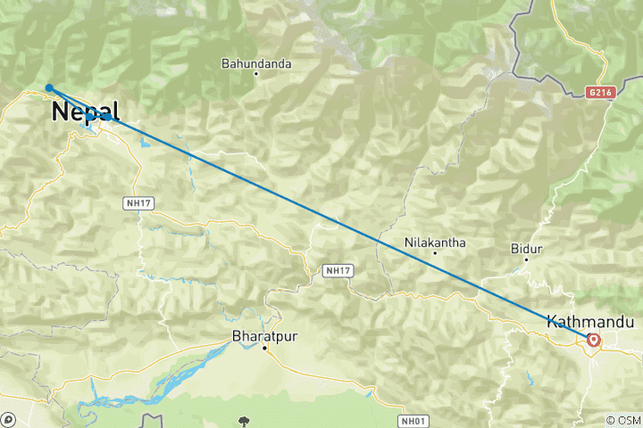 Karte von Dhampus Hill Trek von Kathmandu