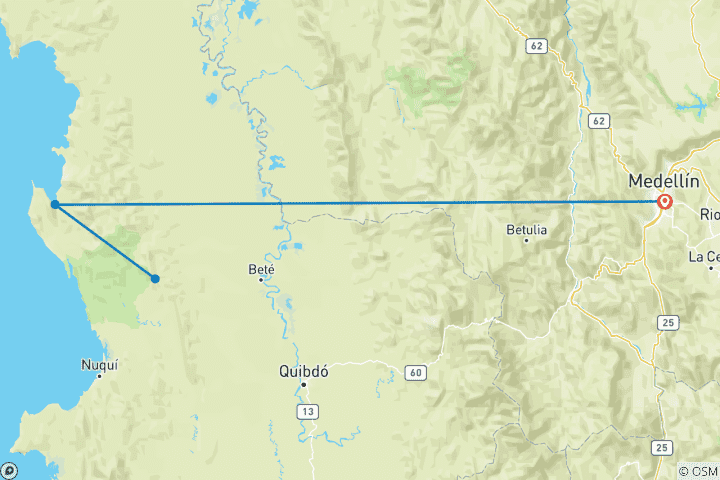 Carte du circuit Observation des baleines dans le Chocó (4 jours)