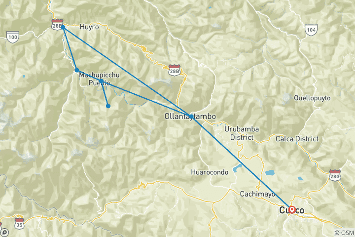 Map of Inca Jungle Classic To Machu Picchu 4 days / 3 night