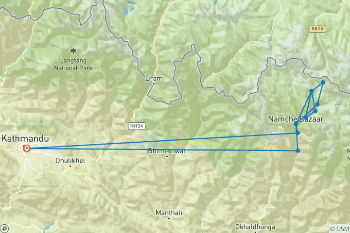 Map of Solo Everest Base Camp Trek