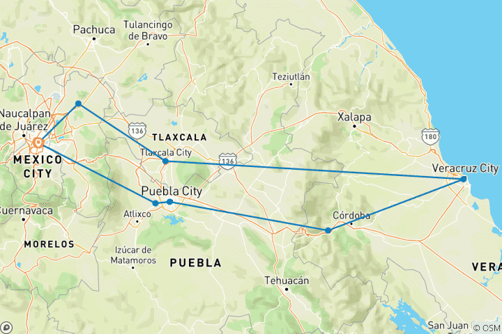 Karte von Veracruz Tour: Genießen Sie Berge, Kaskaden und lernen Sie die Kultur der Küste kennen