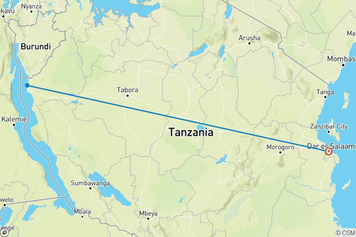 Mapa de Safari de acampada económico en el Parque Nacional de Gombe