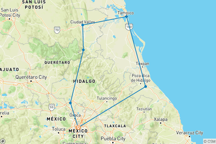 Karte von San Luis Potosi: Abenteuer durch Wasserfälle, Berge und Meer