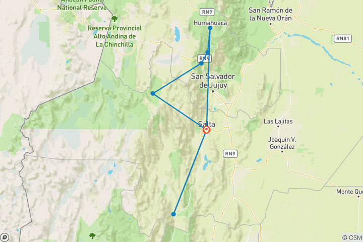 Mapa de Norte de Argentina en Salta y Jujuy