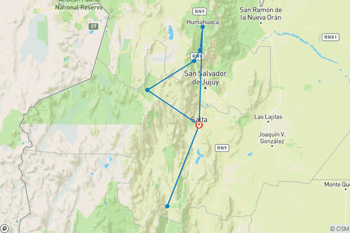 Map of Northern of Argentina: Salta & Jujuy