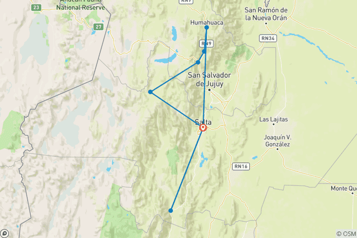 Map of Northern of Argentina in Salta & Jujuy