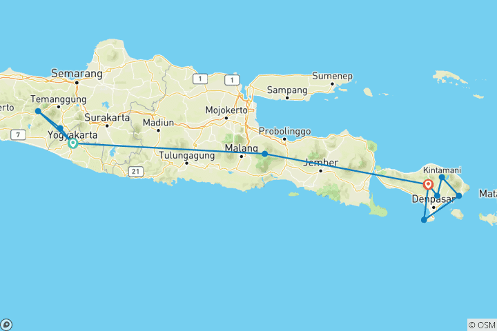 Map of Indonesia Highlight Java and Bali, Private Tour