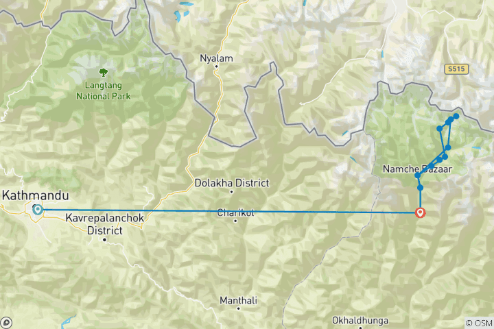 Map of Everest Base Camp Trek For Senior Citizens