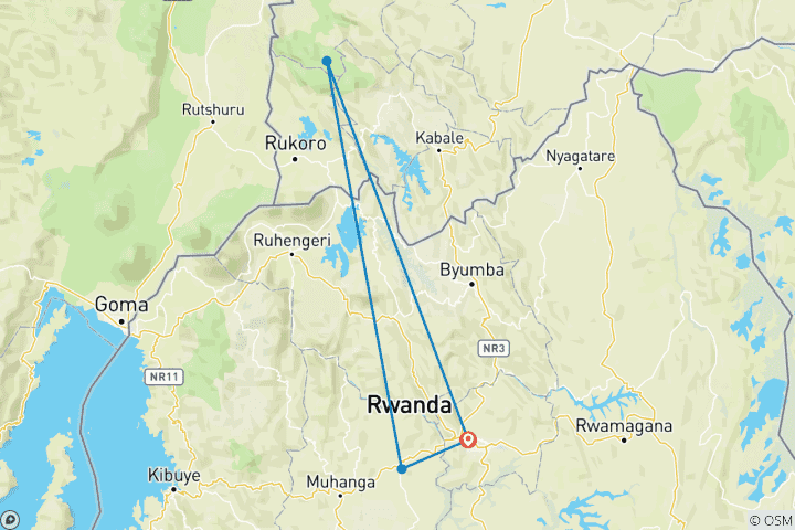 Carte du circuit Safari de 4 jours pour les primates