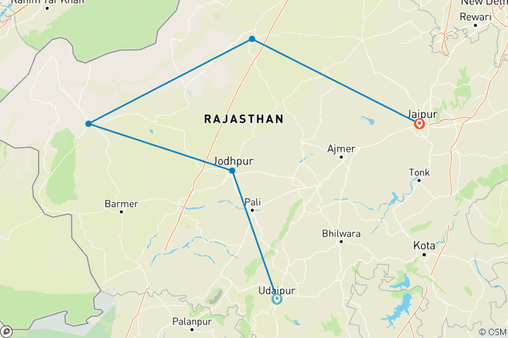 Map of Rajasthan Tour Package