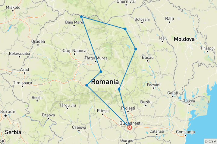 Karte von Beste Tour durch Rumänien - Begleitete Tour!