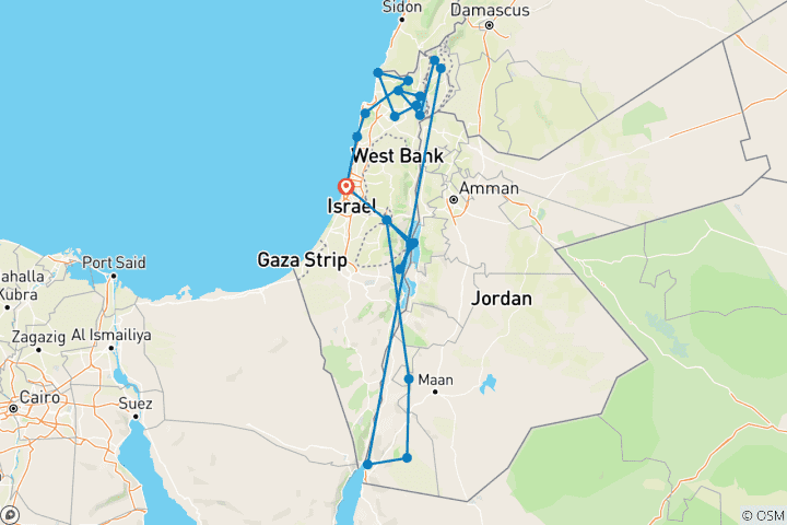 Carte du circuit Circuit en Israël et en Jordanie, 12 jours
