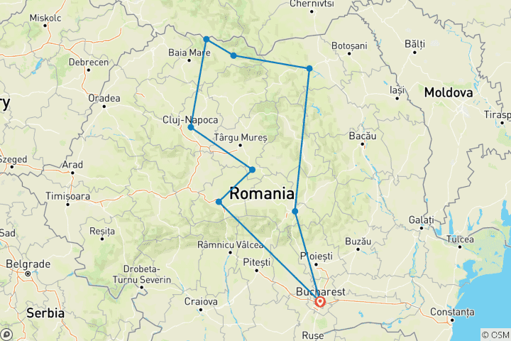 Carte du circuit Circuit Goût de la Roumanie - 8 jours étonnants