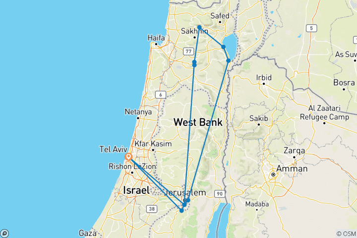 Map of Christian Jerusalem, Bethlehem & Nazareth, 3 Days