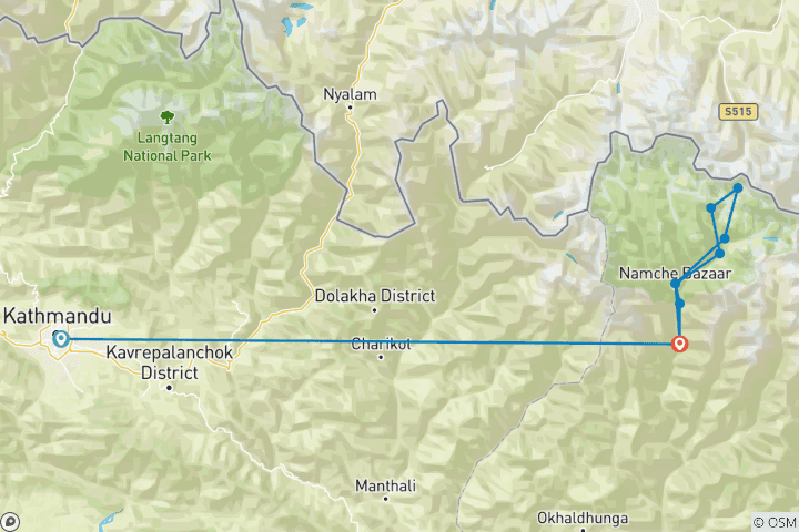 Map of Everest Base Camp Trek -16 Days